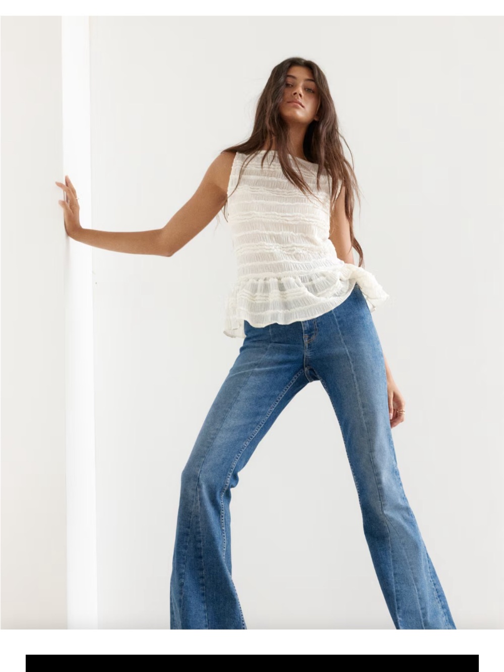 H&M High-Waist Flare Jeans in Classic Blue Denim
